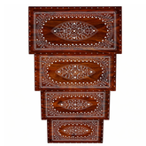 Premium Wooden Nesting Table Set – Elegant Inlay Pattern | Space Saving Design | Set of 4