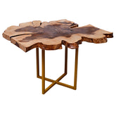 Handcrafted Live Edge Wooden Table with Natural Wood Slab Top & Metal Base – Rustic Modern Accent Furniture for Living Room or Office