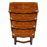 Handcrafted Sheesham Wood Nesting Table Set (4-Piece) | Traditional Wooden Furniture