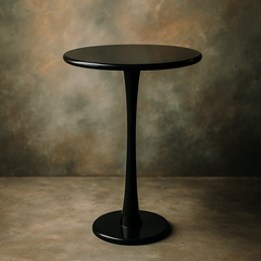 Modern Black Round Side Table – Sleek Pedestal Accent Table for Living Room, Bedroom & Office | Minimalist Small Coffee Table