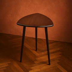 Modern Triangular Wooden Side Table | Handcrafted Dark Brown Accent Table with 3 Legs | Minimalist End Table for Living Room or Bedroom