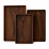 Wooden Serving Trays Set – Rustic Rectangular Snack & Tea Trays (Set of 3)