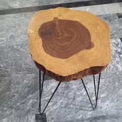 Handcrafted Natural Wood Side Table with Hairpin Metal Legs | Rustic Live Edge Accent Table for Living Room, Bedroom, or Office