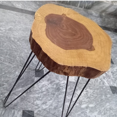 Handcrafted Natural Wood Side Table with Hairpin Metal Legs | Rustic Live Edge Accent Table for Living Room, Bedroom, or Office