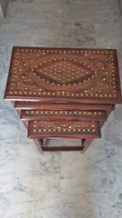 Premium Wooden Nesting Tables – Handcrafted Design | Set of 4 | Multipurpose Side & Corner Tables
