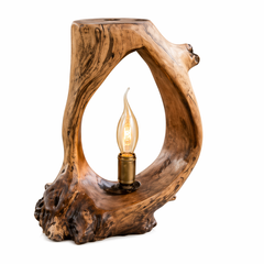 Organic Arch Wooden Table Lamp with Minimalist Glow