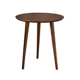 Round Solid Wood Side Table – Modern Walnut Accent Table for Living Room & Bedroom