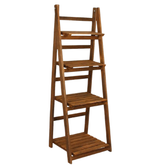 4-Tier Wooden Ladder Shelf – Rustic Folding Plant Stand & Display Rack for Home, Balcony, or Office Décor