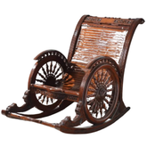 Handcrafted Antique Wooden Rocking Chair – Vintage Royal Design | Solid Teak Wood Recliner for Home Décor & Relaxation
