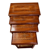 Handcrafted Sheesham Wood Nesting Table Set | Premium Carved Wooden Tables for Living Room, Bedroom & Home Décor