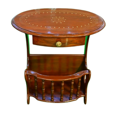 Elegant Handcrafted Wooden Side Table with Drawer & Magazine Rack – Solid Sheesham Wood, Vintage Finish, Perfect for Living Room & Bedroom
