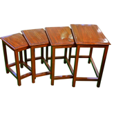 Premium Handcrafted Wooden Nesting Table Set of 4 – Elegant Space-Saving Design, Solid Sheesham Wood, Durable & Stylish Home Furniture