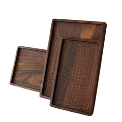 Wooden Serving Trays Set – Rustic Rectangular Snack & Tea Trays (Set of 3)
