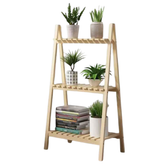 3-Tier Wooden Storage Rack | Foldable Bamboo Shelf Organizer