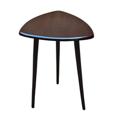 Modern Triangular Wooden Side Table | Handcrafted Dark Brown Accent Table with 3 Legs | Minimalist End Table for Living Room or Bedroom