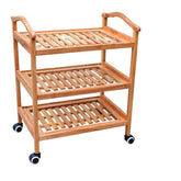Premium 3-Tier Wooden Rolling Storage Trolley Cart with Wheels – Multi-Purpose Kitchen, Bathroom & Home Organizer Rack