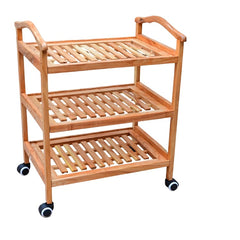 Premium 3-Tier Wooden Rolling Storage Trolley Cart with Wheels – Multi-Purpose Kitchen, Bathroom & Home Organizer Rack