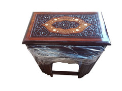 Premium Wooden Nesting Table Set – Space Saving Design | Decorative Inlay Top | Set of 4