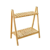 2-Tier Wooden Storage Rack | Foldable Bamboo Shelf Organizer