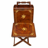Premium Handcrafted Wooden Folding Tray Table Set with Stand – Solid Sheesham Wood, Portable & Space-Saving Design for Living Room, Dining, and Home Décor