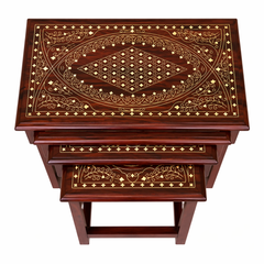 Premium Wooden Nesting Tables – Handcrafted Design | Set of 4 | Multipurpose Side & Corner Tables
