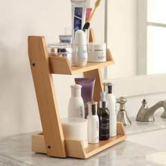 Wooden 2-Tier Countertop Organizer Rack – Bathroom, Kitchen & Vanity Storage Shelf