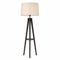 Minimalist Tripod Floor Lamp with Fabric Shade & Shelf – Modern Standing Lamp