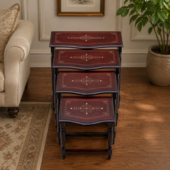 Handcrafted Sheesham Wood Nesting Table Set | Premium Carved Wooden Tables for Living Room, Bedroom & Home Décor