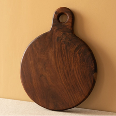 Round Wooden Serving Board with Handle | Premium Kitchen & Cheese Board