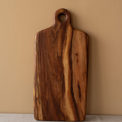 Premium Rectangular Wooden Serving Board with Handle | Solid Wood Chopping & Cheese Board