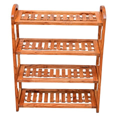 4-Tier Wooden Shoe Rack – Premium Bamboo Shoe Organizer Shelf for Entryway, Hallway & Closet Storage