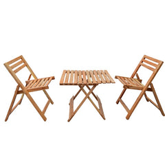 3-Piece Wooden Folding Bistro Set – Outdoor Patio Table and Chairs | Portable Garden Dining Set for Balcony, Terrace & Backyard