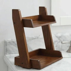 Wooden 2-Tier Countertop Organizer Rack – Bathroom, Kitchen & Vanity Storage Shelf