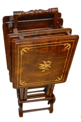 Premium Handcrafted Wooden Folding Tray Table Set with Stand – Solid Sheesham Wood, Portable & Space-Saving Design for Living Room, Dining, and Home Décor