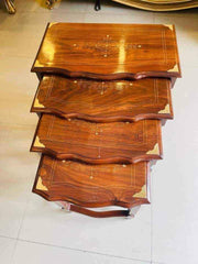 Handcrafted Sheesham Wood Nesting Table Set (4-Piece)  | Traditional Wooden Furniture