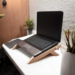Wooden Laptop Stand – Ergonomic Foldable Desk Stand for Laptop & Tablet