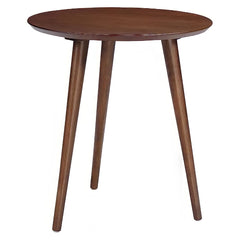 Round Solid Wood Side Table – Modern Walnut Accent Table for Living Room & Bedroom