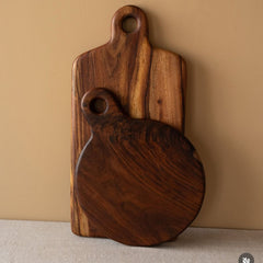 Round Wooden Serving Board with Handle | Premium Kitchen & Cheese Board