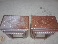 Premium Wooden Nesting Tables – Handcrafted Design | Set of 4 | Multipurpose Side & Corner Tables